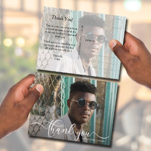Chic 2 Photo Graduation Thank You Note Postcard
