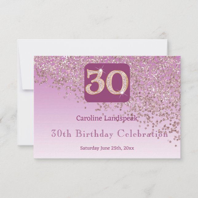 Chic 30 Birthday Rose Gold Glitter RSVP (Front)