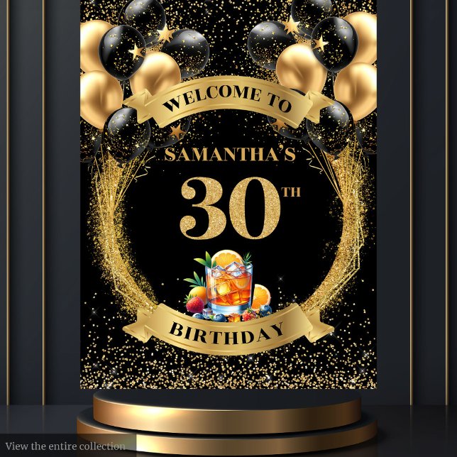 Chic 30th Birthday Whiskey Celebration Tapestry (Chic 30th Birthday Whiskey Celebration Tapestry)