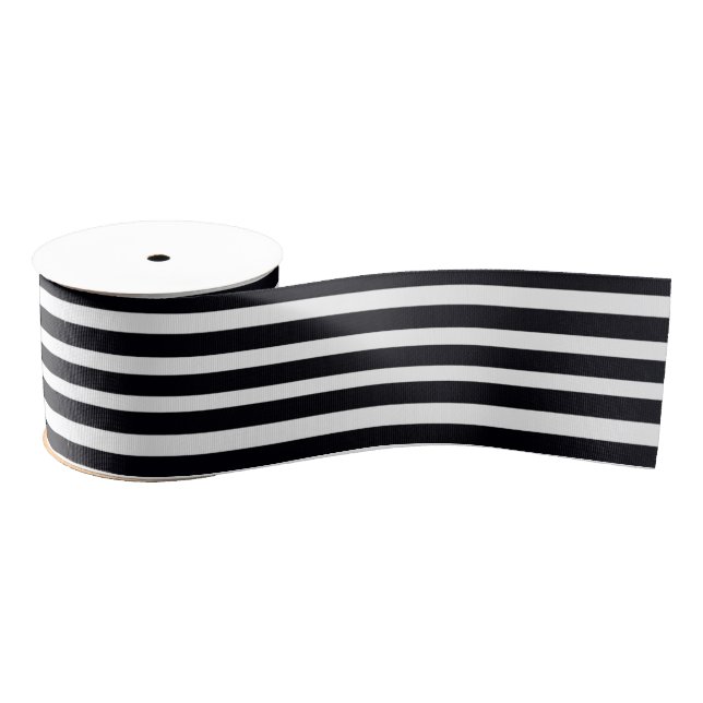 Chic 3" Grosgrain Ribbon Black And White Striped (Spool)