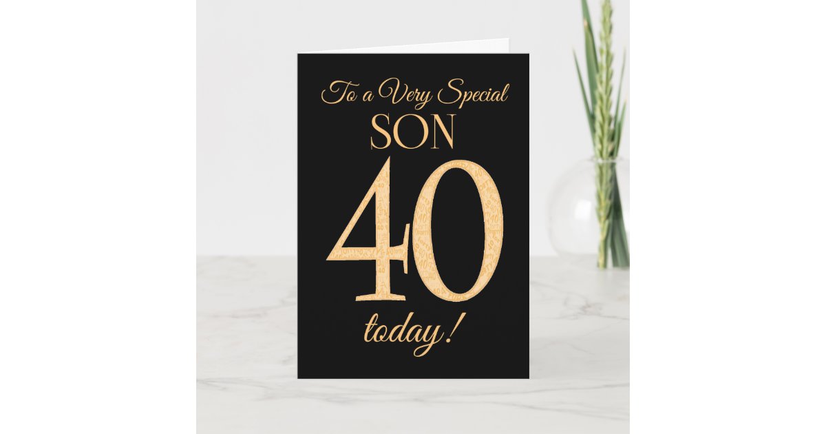 Chic 40th Gold-effect on Black, Son Birthday Card | Zazzle.co.uk