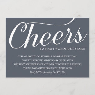 Chic 40th Wedding Anniversary Party Invitation