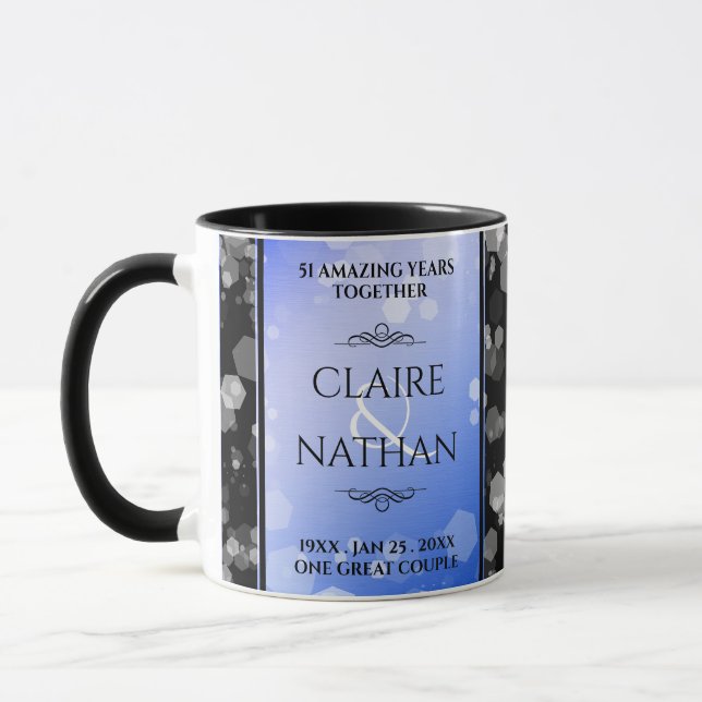 Chic 45th 51st 65th Sapphire Wedding Anniversary Mug (Left)