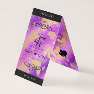 Chic 47th Amethyst Wedding Anniversary Table Cards