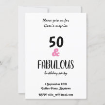 Chic 50 And Fabulous Text Birthday Party