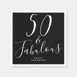 Chic 50 Fabulous Black White 50th Birthday Napkin