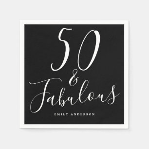 Chic 50 Fabulous Black White 50th Birthday Napkin