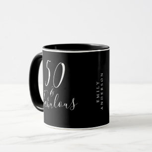Chic 50 Fabulous Black White Name 50th Birthday Mug