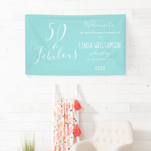 Chic 50 Fabulous Blue 50th Birthday Banner