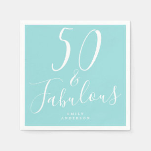Chic 50 Fabulous Blue 50th Birthday Napkin