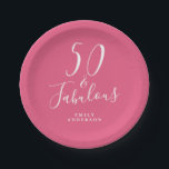 Chic 50 Fabulous Hot Pink 50th Birthday Paper Plate<br><div class="desc">Celebrate turning 50 in style with this modern hot pink 50th birthday design, a chic 50th birthday paper plate you can simply personalise for your fiftieth birthday party celebration. The words fifty and fabulous are set using elegant script calligraphy and modern typography. If you need any help or matching products,...</div>