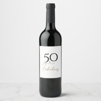 Chic 50th Birthday Black & Gold  Wine Label