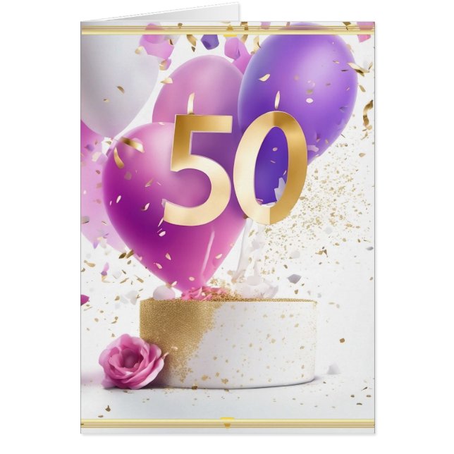 Chic 50th Birthday Greeting Card (Front)