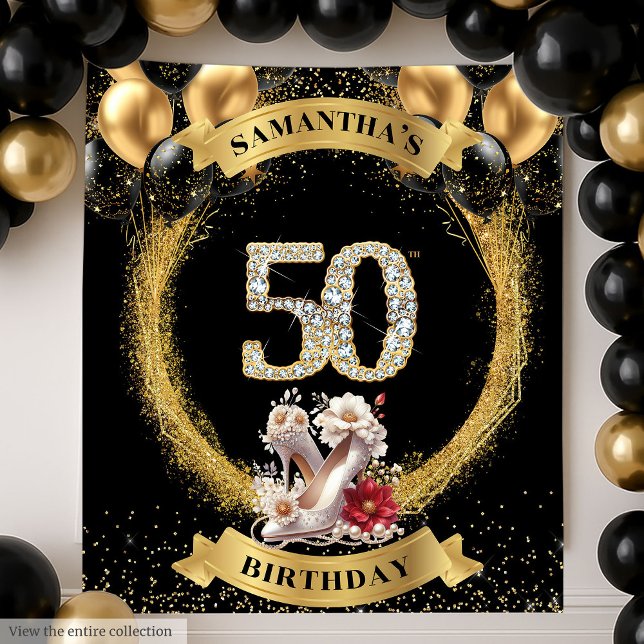 Chic 50th Birthday Tapestry Diamond High Heels (Chic 50th Birthday Tapestry Diamond High Heels)