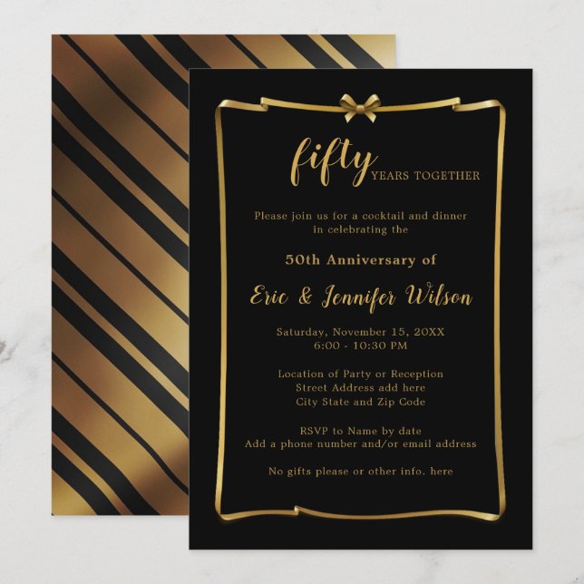 Chic 50th or ANY YEAR Wedding Anniversary Invitation (Front/Back)