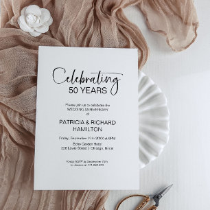 Chic 50th Wedding Anniversary Invitations