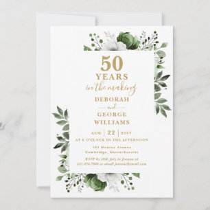 Chic 50th Wedding Anniversary Monogram Floral Invitation