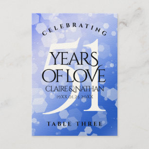 Chic 51st Sapphire Wedding Anniversary Table Card