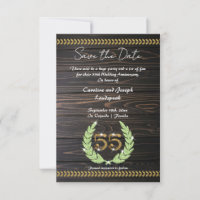 Chic 55th Anniversary Wood & Gold  Save the Date