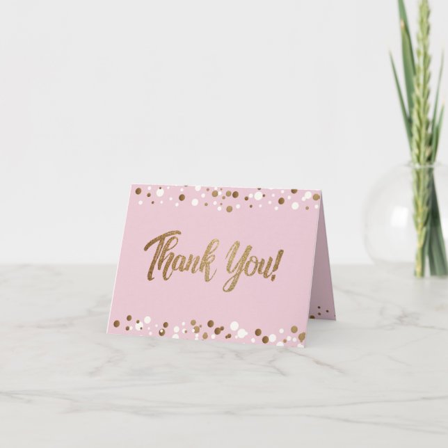 Chic 60th Birthday Gold Blush Pink Custom Thank You Card (Front)