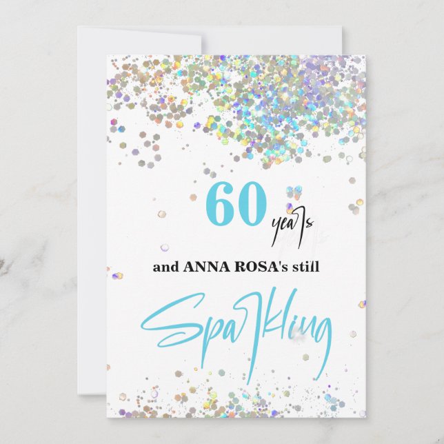 *~* Chic 60th Birthday White Sparkling Party Invitation (Front)