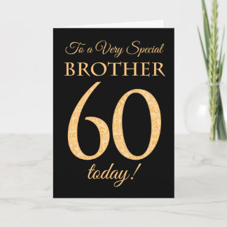 Chic 60th Gold-effect on Black, Brother Birthday Card