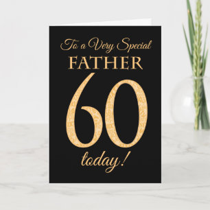 Chic 60th Gold-effect on Black, Father Birthday Card