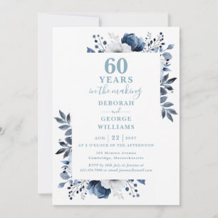 Chic 60th Wedding Anniversary Monogram Floral Invitation