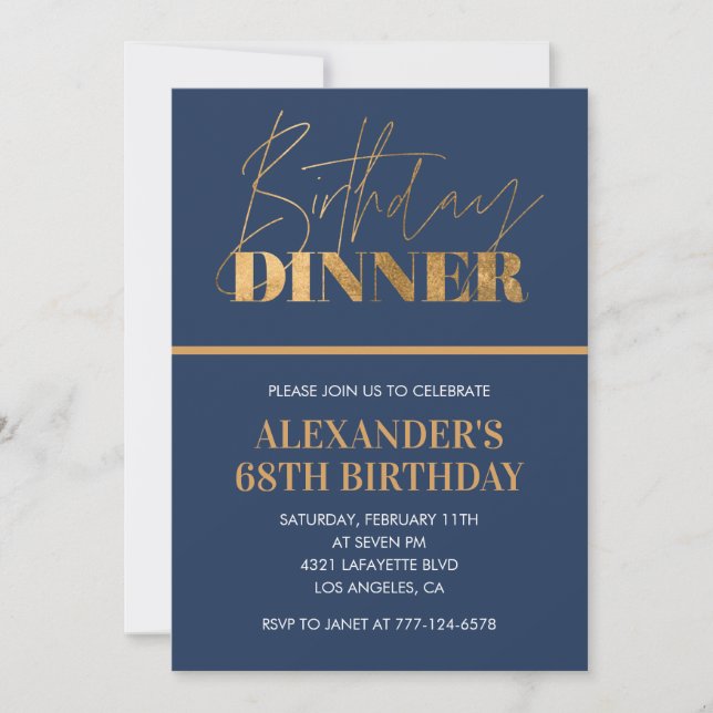 Chic 68th birthday invitation Birthday Dinner (Front)