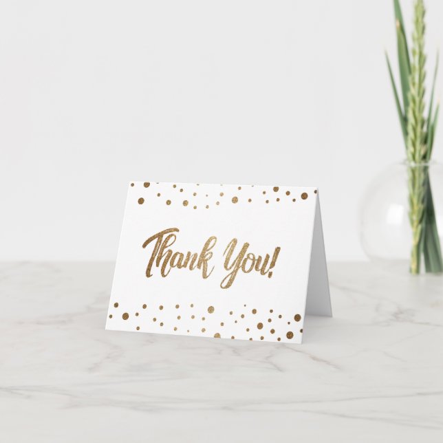 Chic 70th birthday faux gold confetti thank you  (Front)