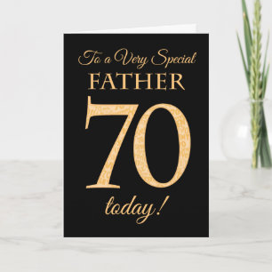 Chic 70th Gold-effect on Black, Father Birthday Card