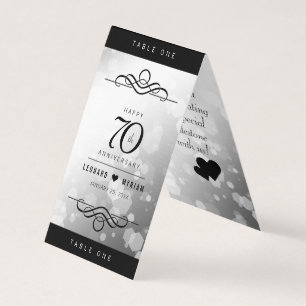 Chic 70th Platinum Wedding Anniversary Tent Cards