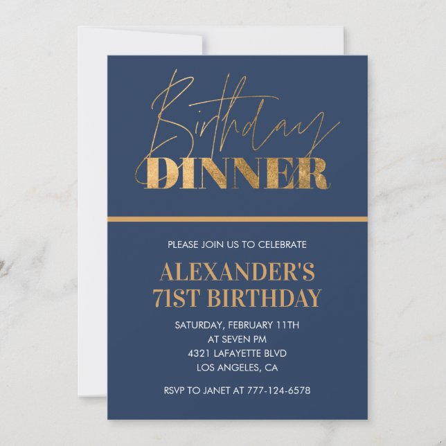 Chic 71st birthday invitation Birthday Dinner (Front)
