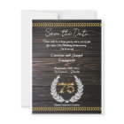 Chic 75th Anniversary Wood & Gold  Save the Date