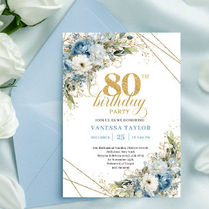 Chic 80th Birthday Invitation Boho Gold Frame