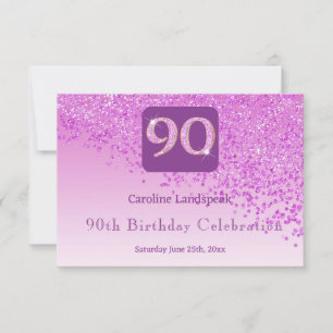Chic 90 Birthday Pink Glitter RSVP Card