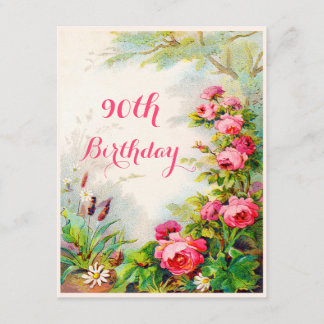 Chic 90th Birthday Victorian Roses Cottage Garden Invitation
