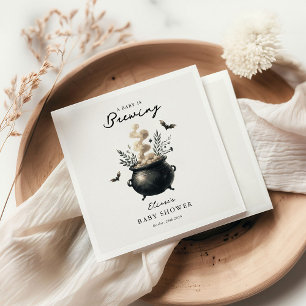 Chic 'a Baby is Brewing' Halloween Baby Shower Napkin
