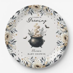 Chic 'a Baby is Brewing' Halloween Baby Shower  Paper Plate