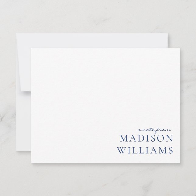 Chic A Note From Script Typography Blue Note Card (Front)