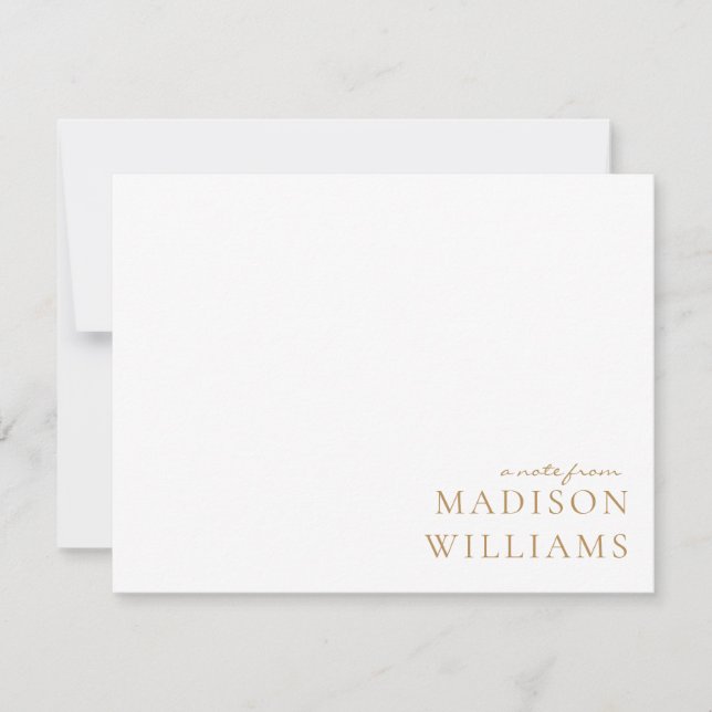 Chic A Note From Script Typography Gold Note Card (Front)