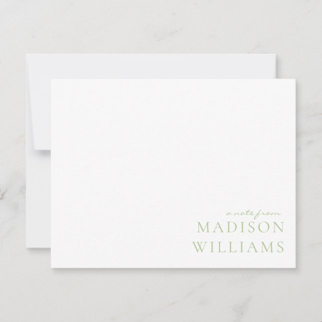 Chic A Note From Script Typography Green Note Card (Front)