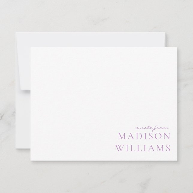 Chic A Note From Script Typography Purple Note Card (Front)