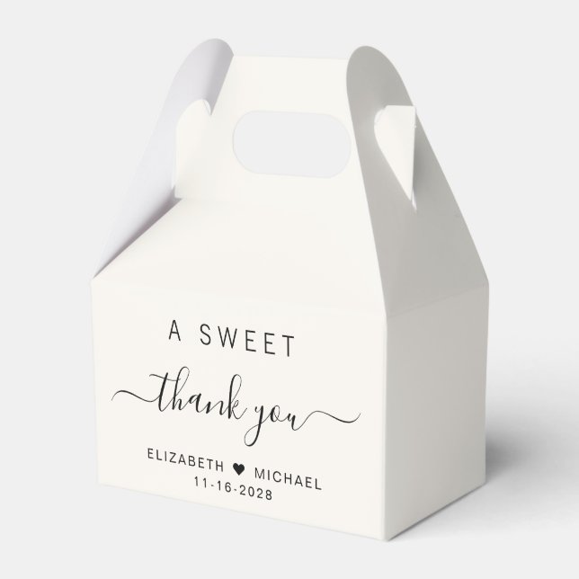 Chic A Sweet Thank You Cream Wedding Favour Box (Front Side)