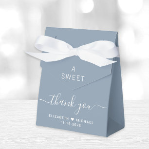 Chic A Sweet Thank You Dusty Blue Wedding Favour Box