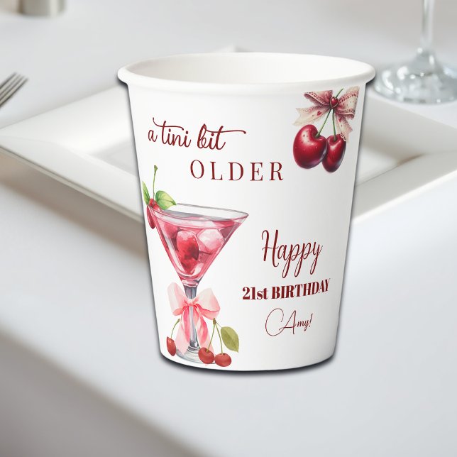 Chic A Tini Bit Older Cherry Martini 21st Birthday Paper Cups (Creator Uploaded)