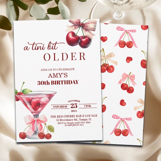 Chic A Tini Bit Older Cherry Martini 30th Birthday Invitation (Creator Uploaded)