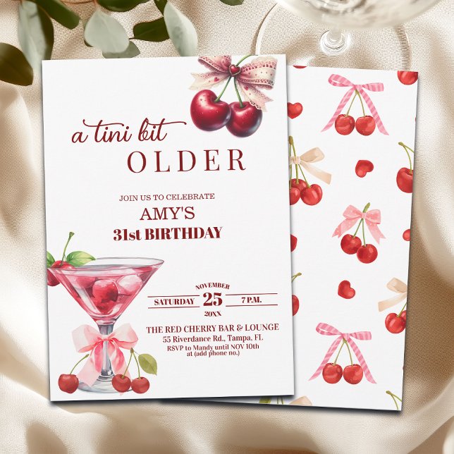 Chic A Tini Bit Older Cherry Martini 31st Birthday Invitation (Creator Uploaded)