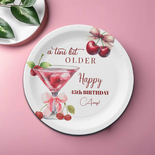 Chic A Tini Bit Older Cherry Martini 45th Birthday Paper Plate