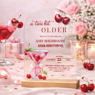 Chic A Tini Bit Older Cherry Martini 49th Birthday Acrylic Invitations